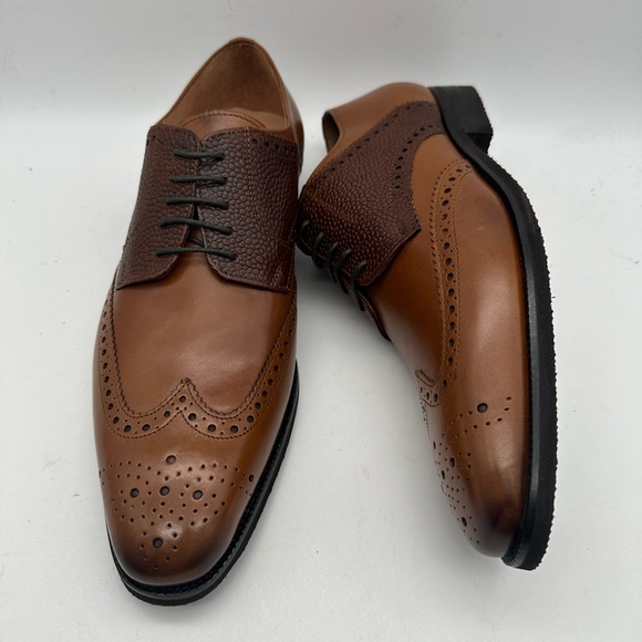 DAPPER SHOES CO. Handcrafted Genuine Leather Men's Wingtip Brogue Oxfords Sz 10 - Picture 5 of 9